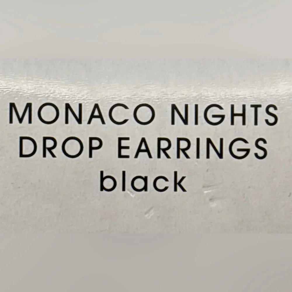 Avon 2012 Elegant Black and Silver Monaco Nights Drop Earrings - Picture 2 of 4